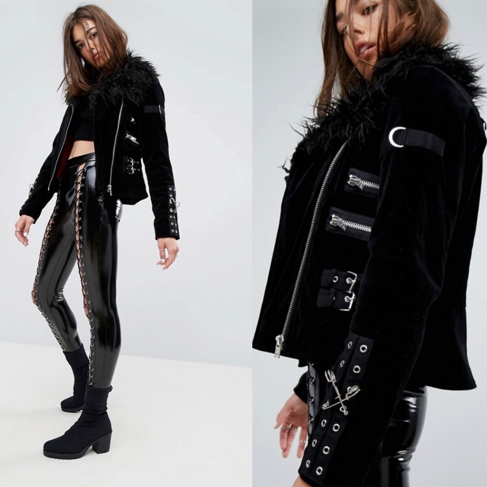 Tripp Nyc Velvet Fur Motto Jacket - Picture 15 of 16